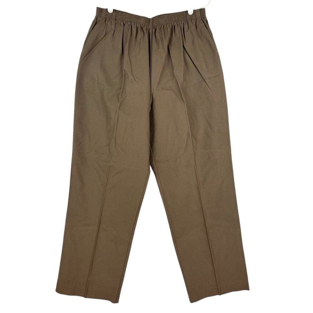 Alfred Dunner Women's Pull-on Elastic Waist Brown Pants Size 16 Straight Leg NWT